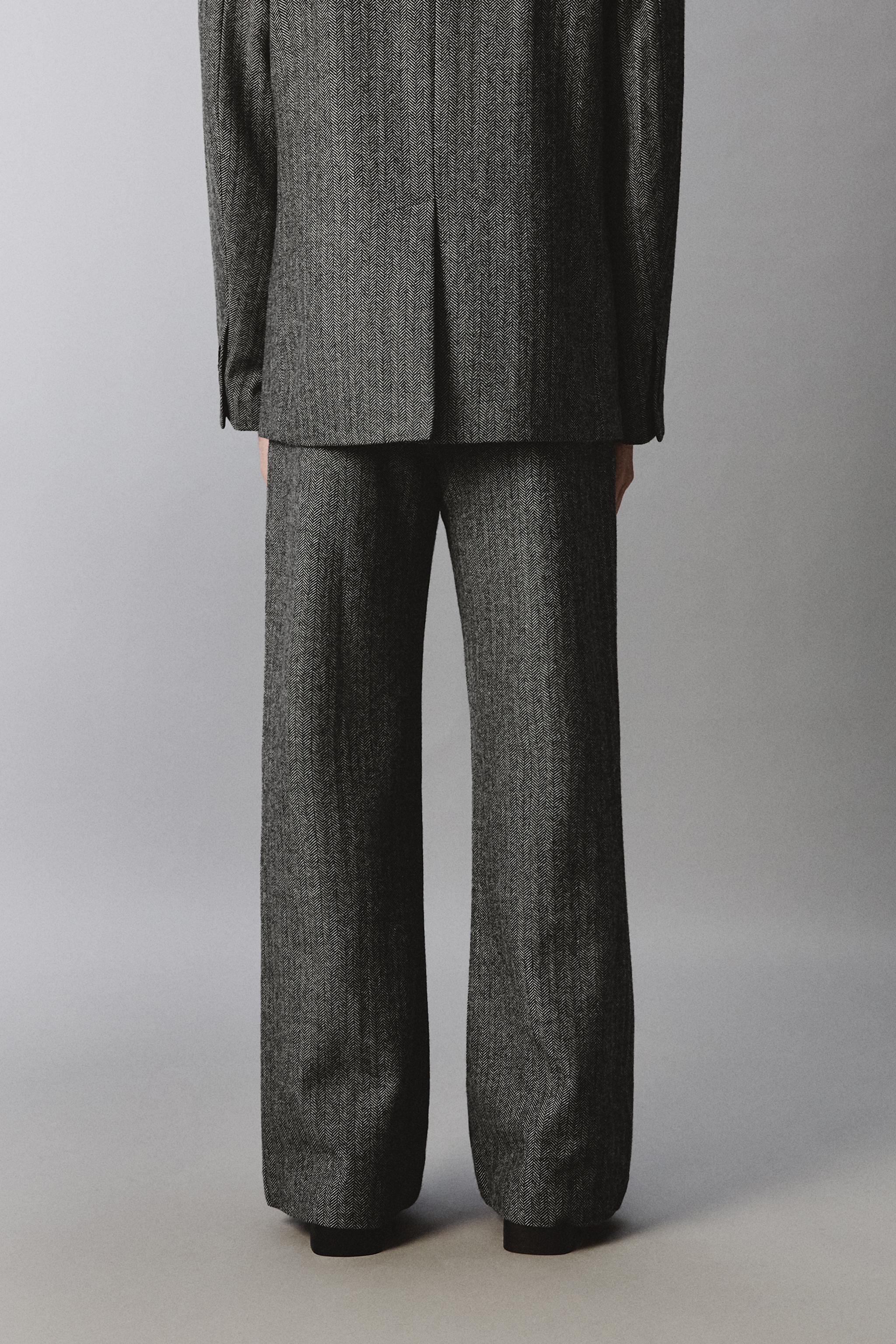 HERRINGBONE WOOL BLEND SUIT PANTS
